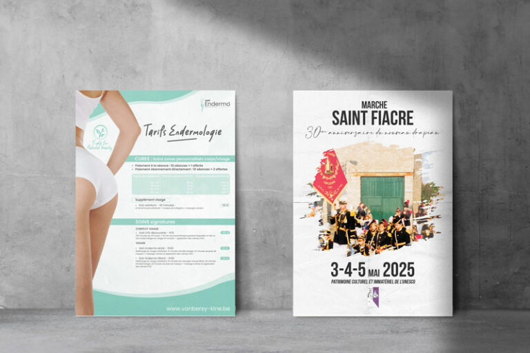 Affiches événementielles présentant un programme et la fête de Saint-Fiacre
